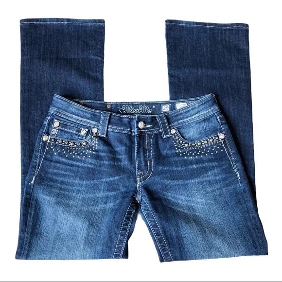 Miss Me Medium Wash Rhinestone Boot Cut Jeans 29 - Picture 2 of 16
